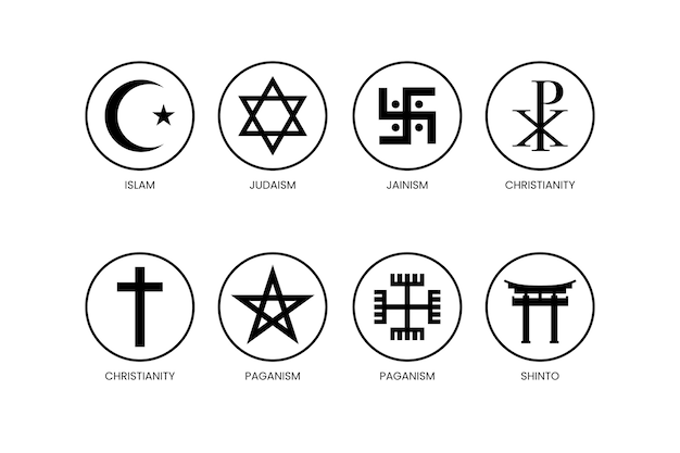 Flat design religious symbol collection