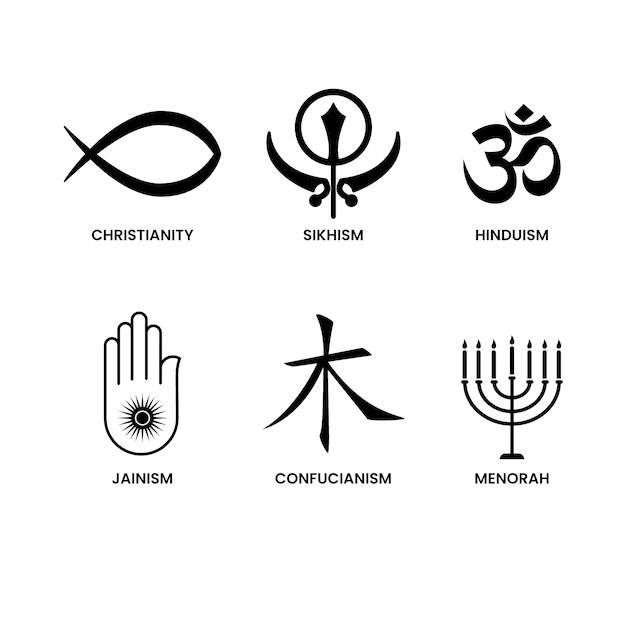 Flat design religious symbol collection