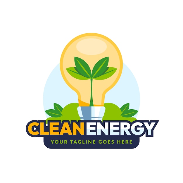 無料ベクター フラットなデザインの再生可能エネルギーのロゴデザイン