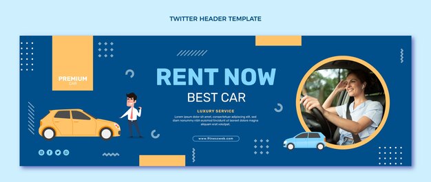 Flat design rent car twitter header