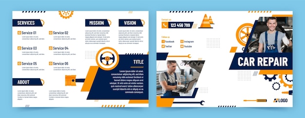 Flat design repair services brochure