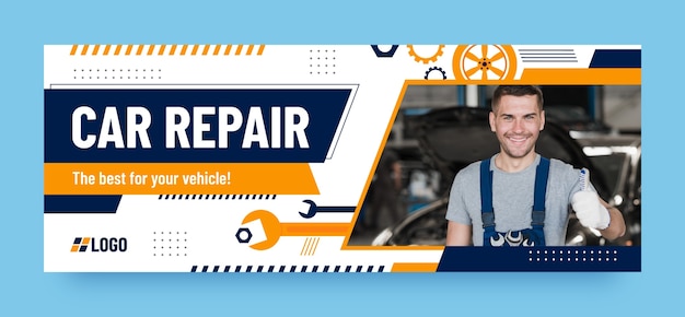 Flat design repair services facebook cover