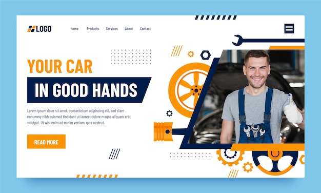 Free vector flat design repair services landing page