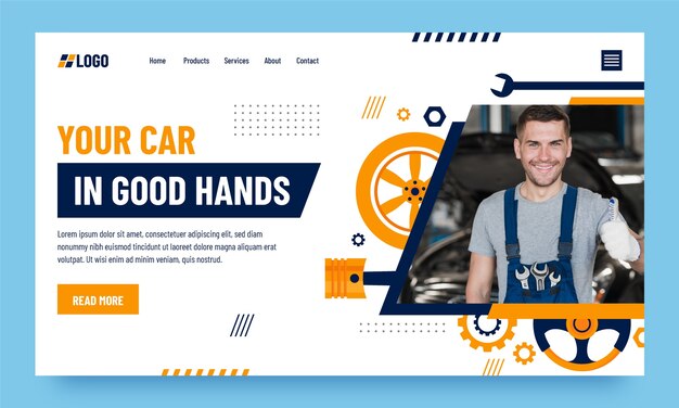 Flat design repair services landing page