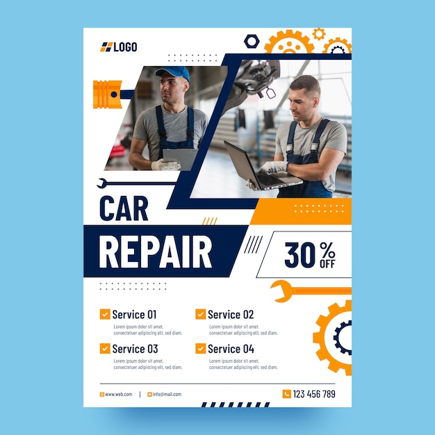 Free vector flat design repair services poster