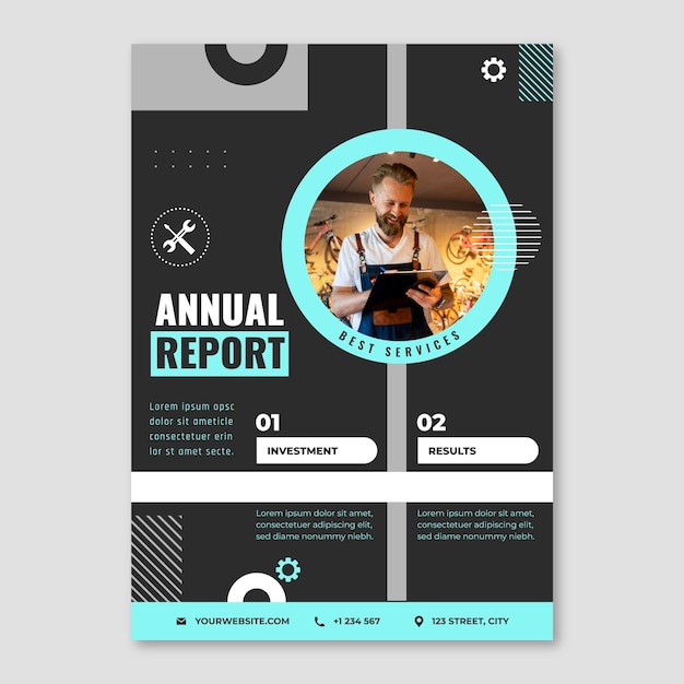 Flat design repair shop annual report