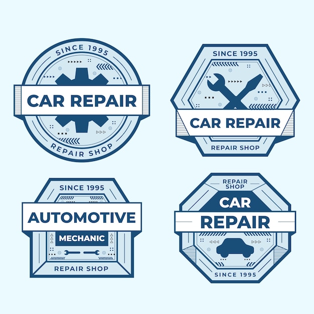 Free vector flat design repair shop badges design