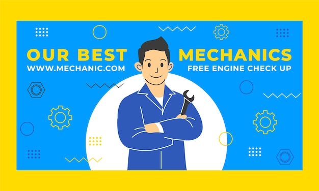 Free vector flat design repair shop facebook template