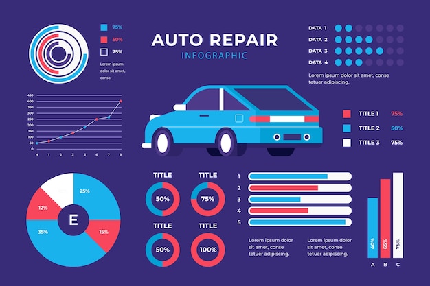 Flat design repair shop infographic