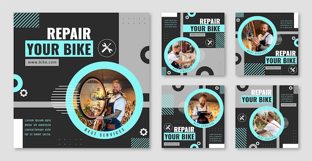 Free vector flat design repair shop instagram post