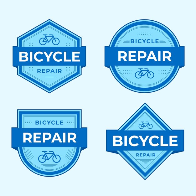 Flat design repair shop labels