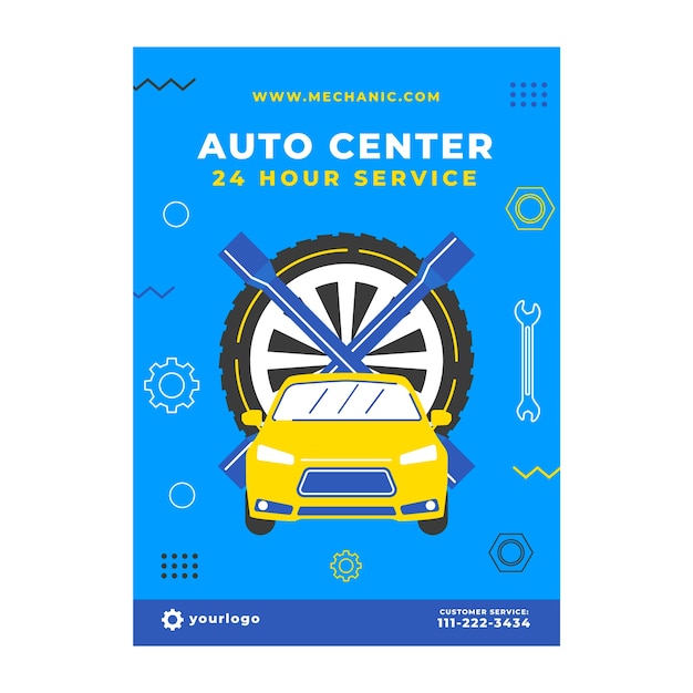 Free vector flat design repair shop poster template