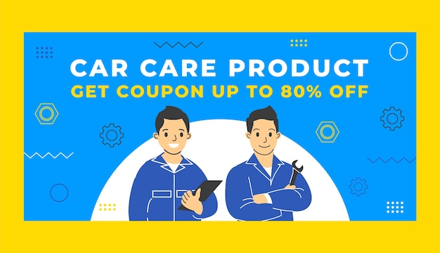 Flat design repair shop sale banner