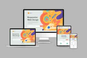 Vettore gratuito design del sito web reattivo dal design piatto