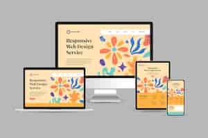 Vettore gratuito design del sito web reattivo dal design piatto