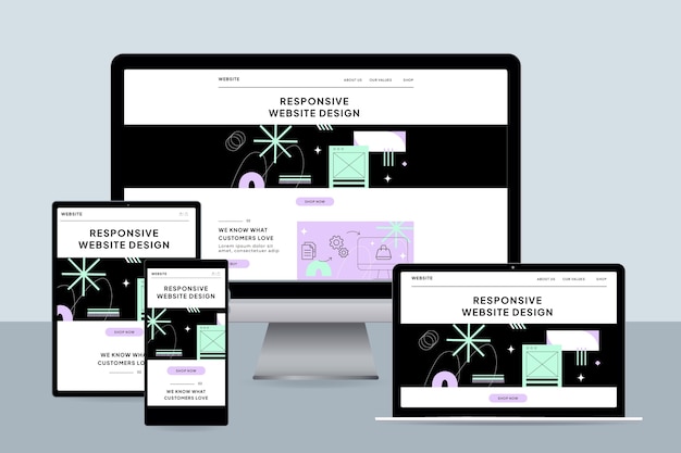 Free vector flat design responsive website design