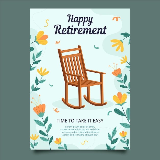 Free vector flat design retirement greeting card