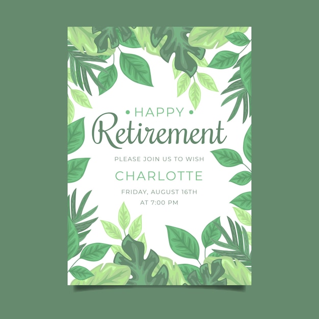 Flat design retirement greeting card