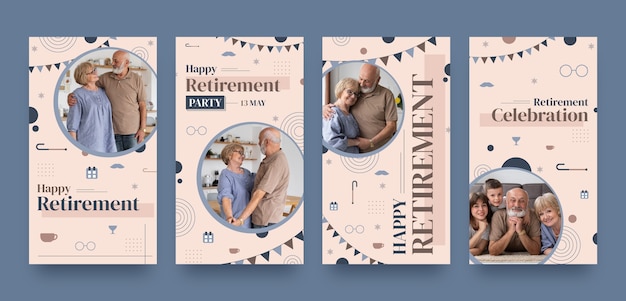 Flat design retirement party instagram stories