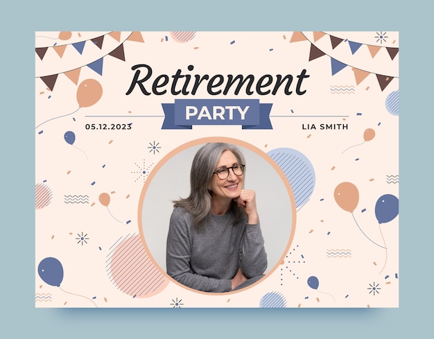 Free vector flat design retirement party photocall template