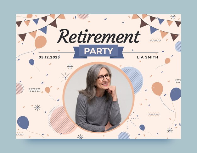 Flat design retirement party photocall template