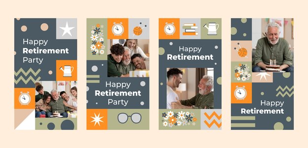 Flat design retirement party template