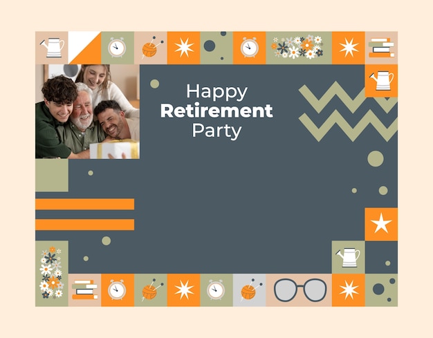 Flat design retirement party template