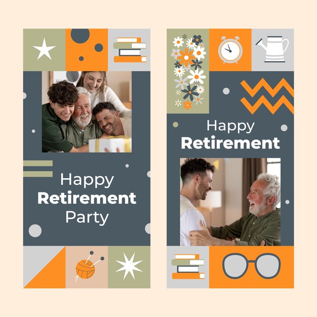 Flat design retirement party template