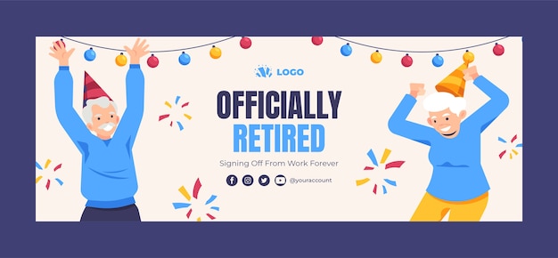 Free vector flat design retirement party template