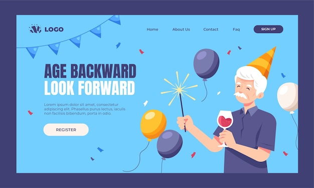 Flat design retirement party template