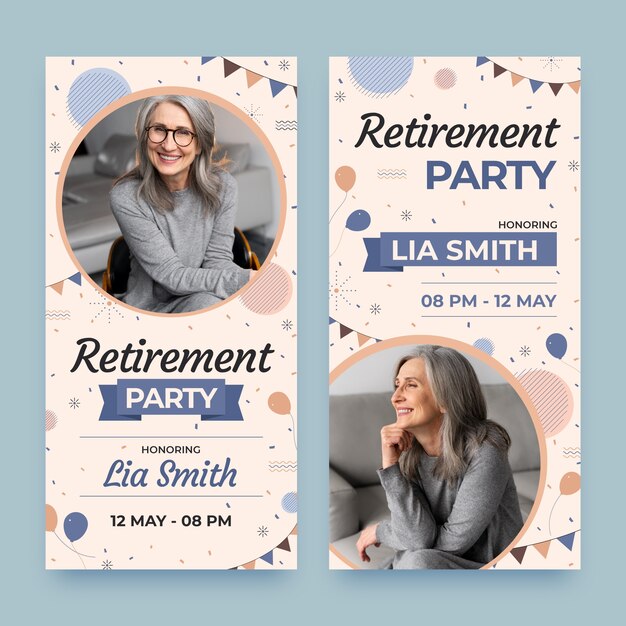 Flat design retirement party vertical banners