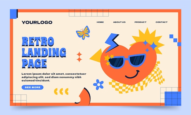 Vettore gratuito modello di branding retrò design piatto