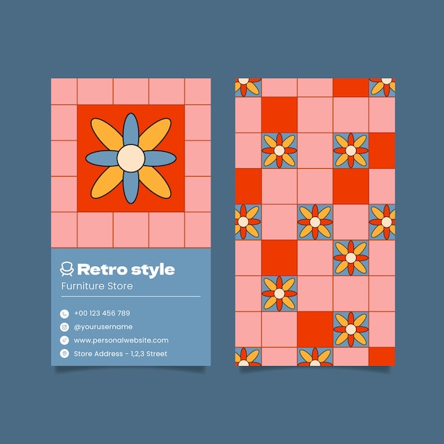 Flat design retro business card design