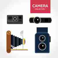 Free vector flat design retro camera collection