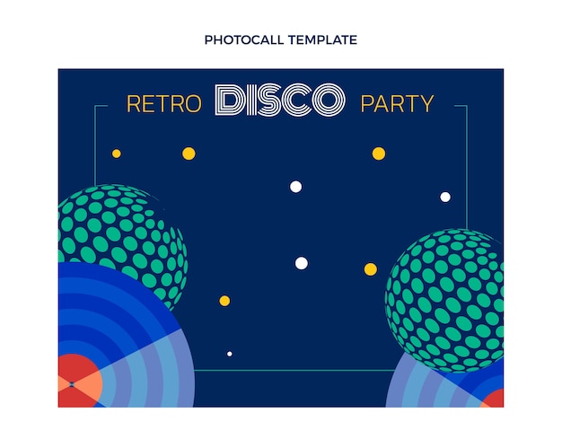 Flat design retro disco party photocall