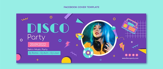 Free vector flat design retro disco party template