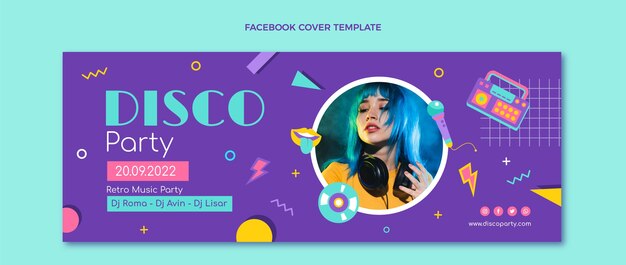 Flat design retro disco party template