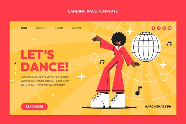 Flat design retro disco party template