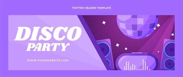 Flat design retro disco party twitter header