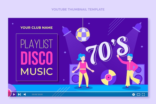 Miniatura di YouTube per feste in discoteca retrò dal design piatto