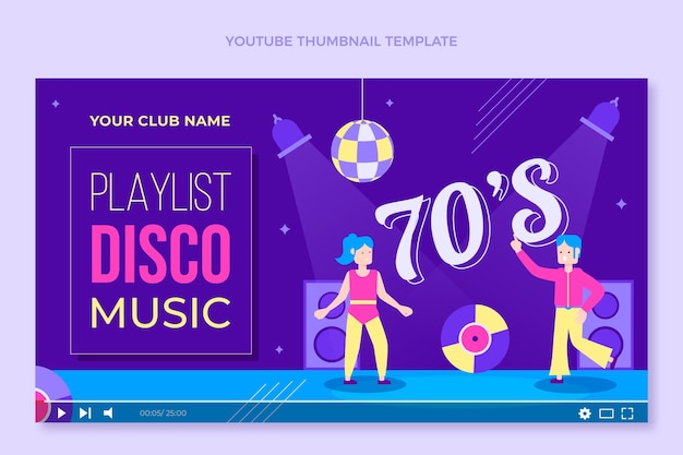 Flat design retro disco party youtube thumbnail