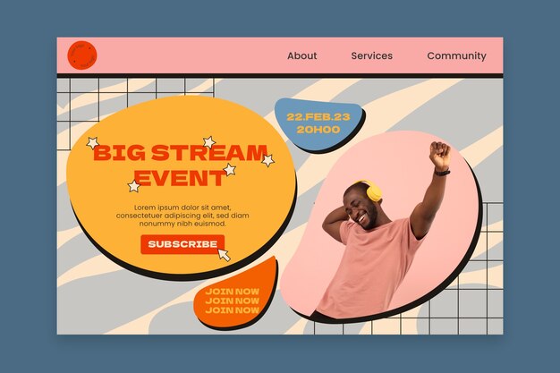 flat design retro landing page design
