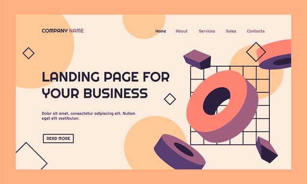 Free vector flat design retro landing page design