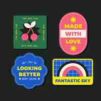 Free vector flat design retro sticker collection