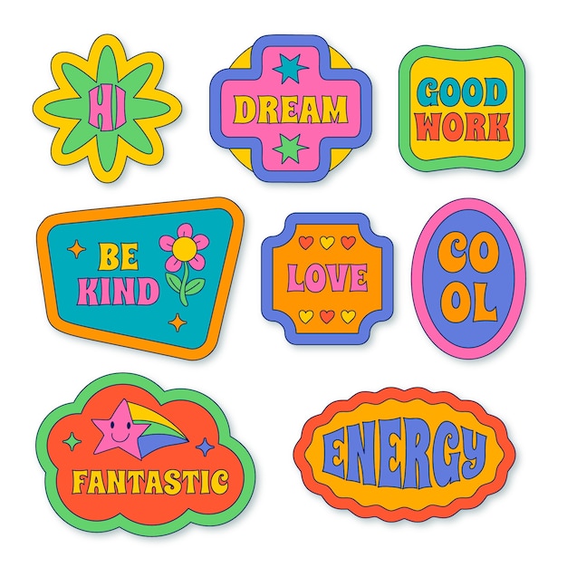 Free Vector  Set of fantastic love stickers