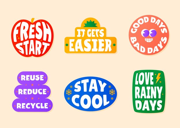 Flat design retro sticker collection