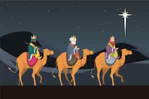 무료 벡터 평면 디자인 reyes magos day