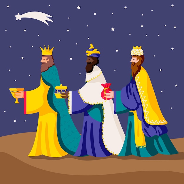 무료 벡터 평면 디자인 reyes magos day