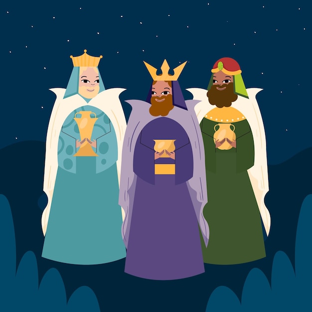 무료 벡터 평면 디자인 reyes magos day