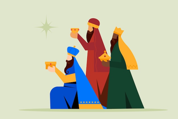 Flat design reyes magos day